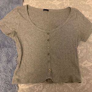 Cropped button up t-shirt